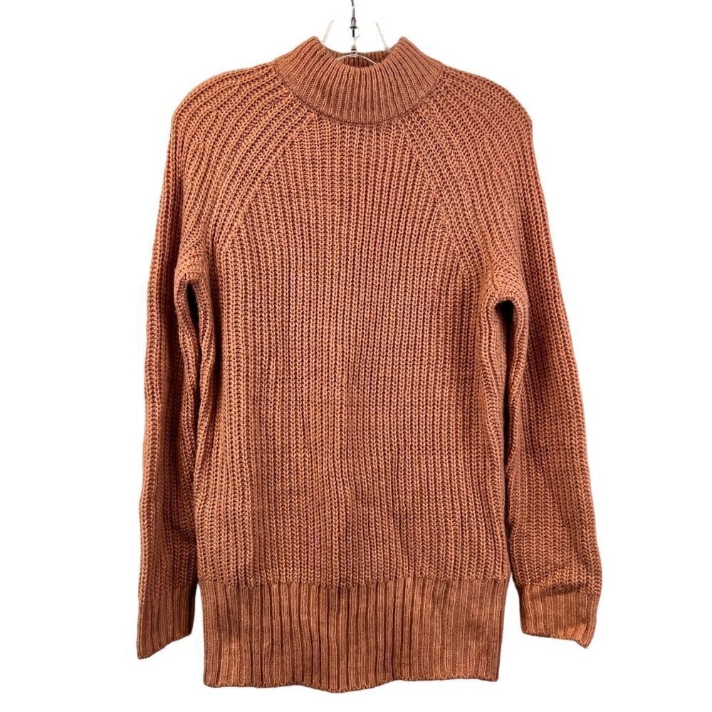 Arizona Women’s Mock Neck Long Sleeve Coral Knit Pullover Sweater Small